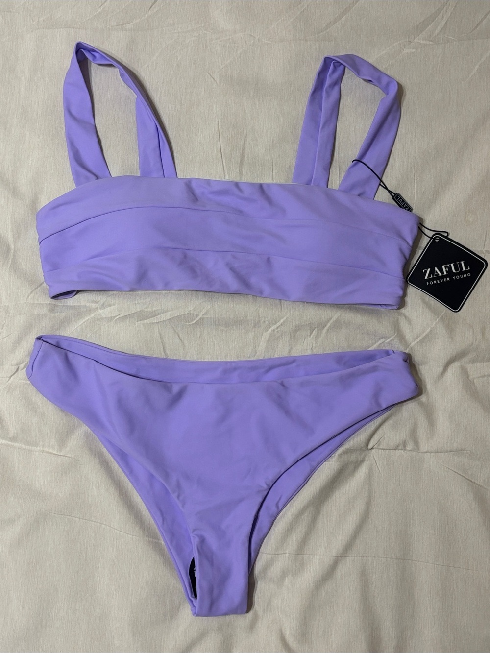 Zaful Lavender Two-Piece Bandeau Bikini Set